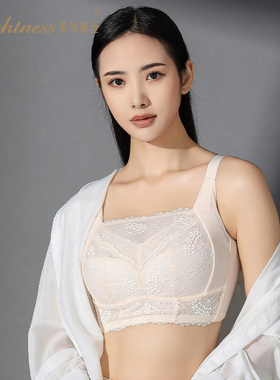 莱特妮丝内衣女抹胸款薄杯性感蕾丝无钢圈聚拢收副乳调整型文胸