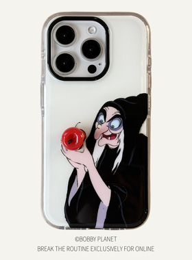 @BOBBY PLANET原创高品质童话白雪公主毒苹果女巫婆可爱卡通ins风适用iPhone16Promax手机壳苹果1543简约创意