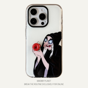 @BOBBY PLANET原创高品质童话白雪公主毒苹果女巫婆可爱卡通ins风适用iPhone16Promax手机壳苹果1543简约创意