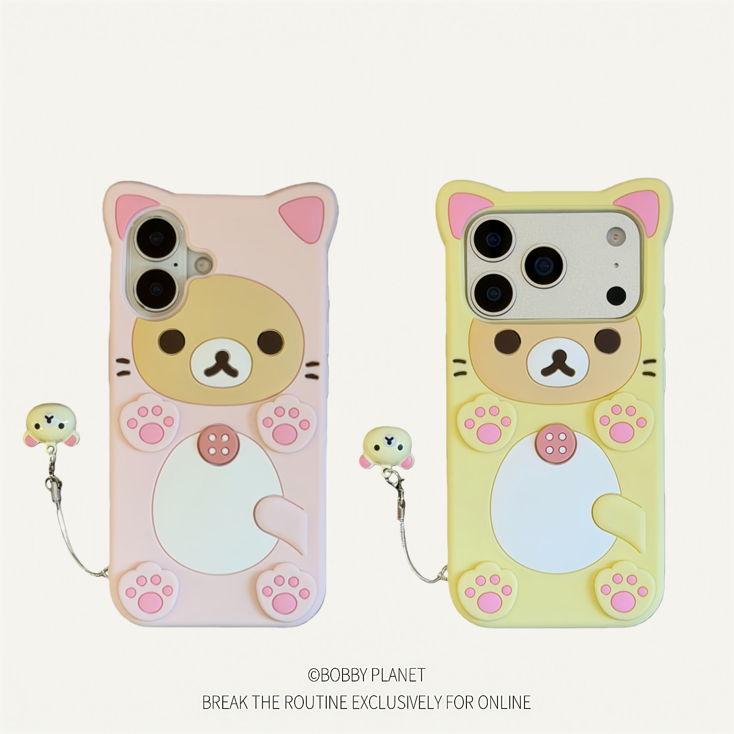 @BOBBY PLANET日本轻松熊铃铛可爱卡通适用iphone17Promax手机壳苹果1654硅胶132松弛熊立体情侣款air防摔女8