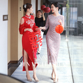 妈妈装 结婚喜婆婆礼服连衣裙 婚宴礼服平时可穿蕾丝高级感洋气修身