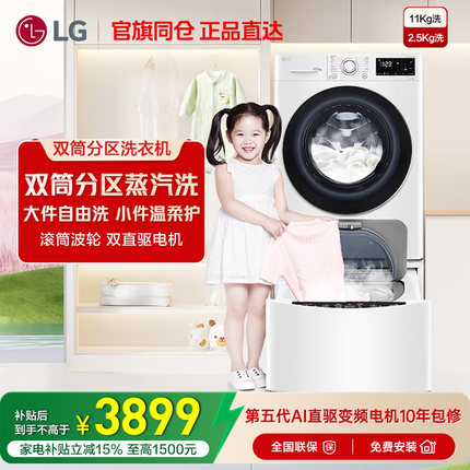 LG子母洗衣机大容量双擎波轮全自动滚筒家用除菌螨双筒LG FY13WYW