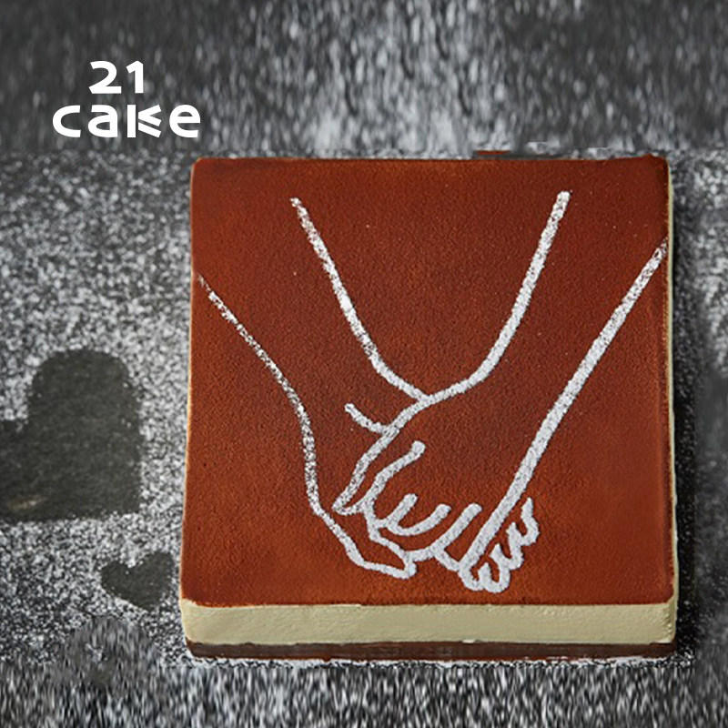 21cake黑白巧克力慕斯生日蛋糕（撒粉约会）纪念日约会同城配送