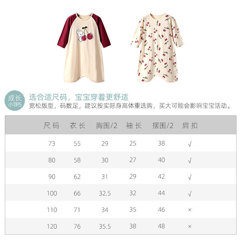 女童睡袍夏季纯棉女宝宝睡裙春秋薄款长袖空调小童睡衣女孩居家服