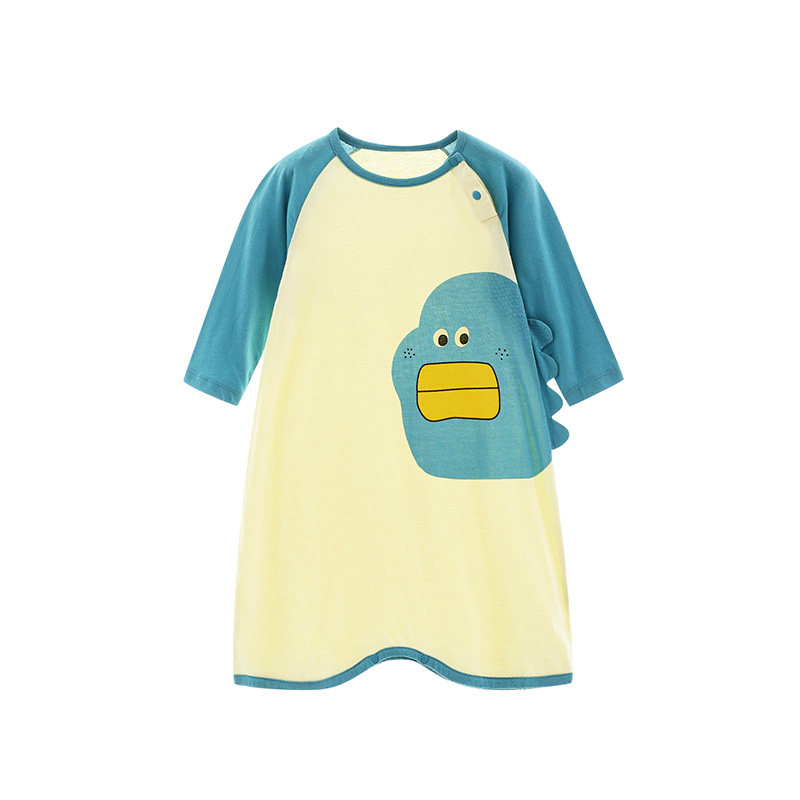 宝宝睡衣夏季儿童睡袍薄款纯棉连体衣男童女家居服夏天长袖空调服