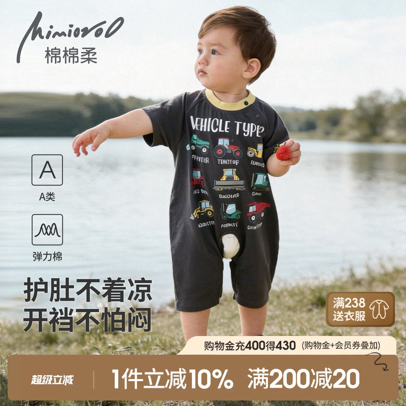 宝宝开档连体衣夏季婴儿衣服纯棉图片