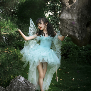万圣节儿童服装女童精灵公主裙翅膀森林装扮仙女裙子女宝宝连衣裙