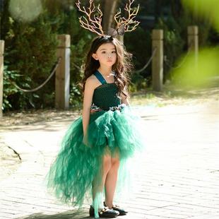 万圣节儿童服装女童礼服小女孩精灵森林系蓬蓬公主裙连衣裙走秀
