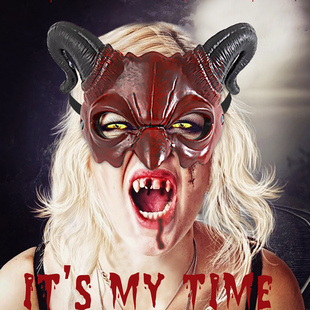 万圣节羊头恶魔面具头套半脸面罩cos动物表演恐怖吓人舞会派对