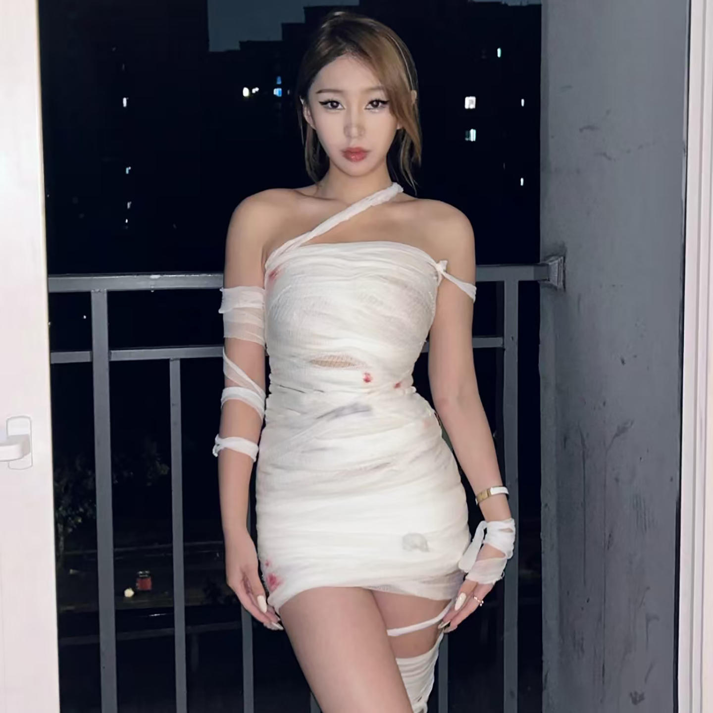 万圣节cosplay服装女白色连衣裙女装成人衣服绷带diy裙子高级感