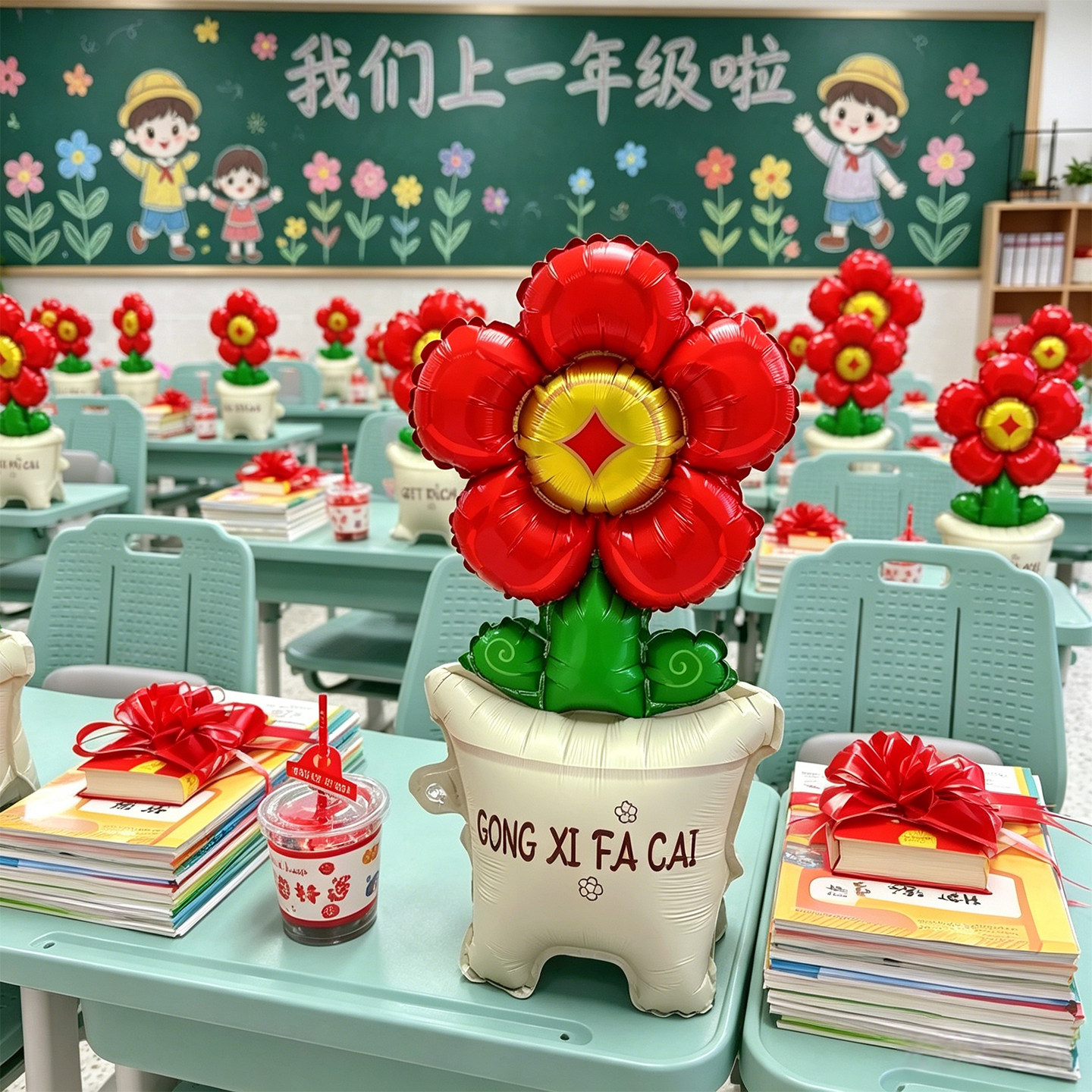 开学气球教室布置装饰场景仪式感氛围幼儿园开学季小学桌面摆件