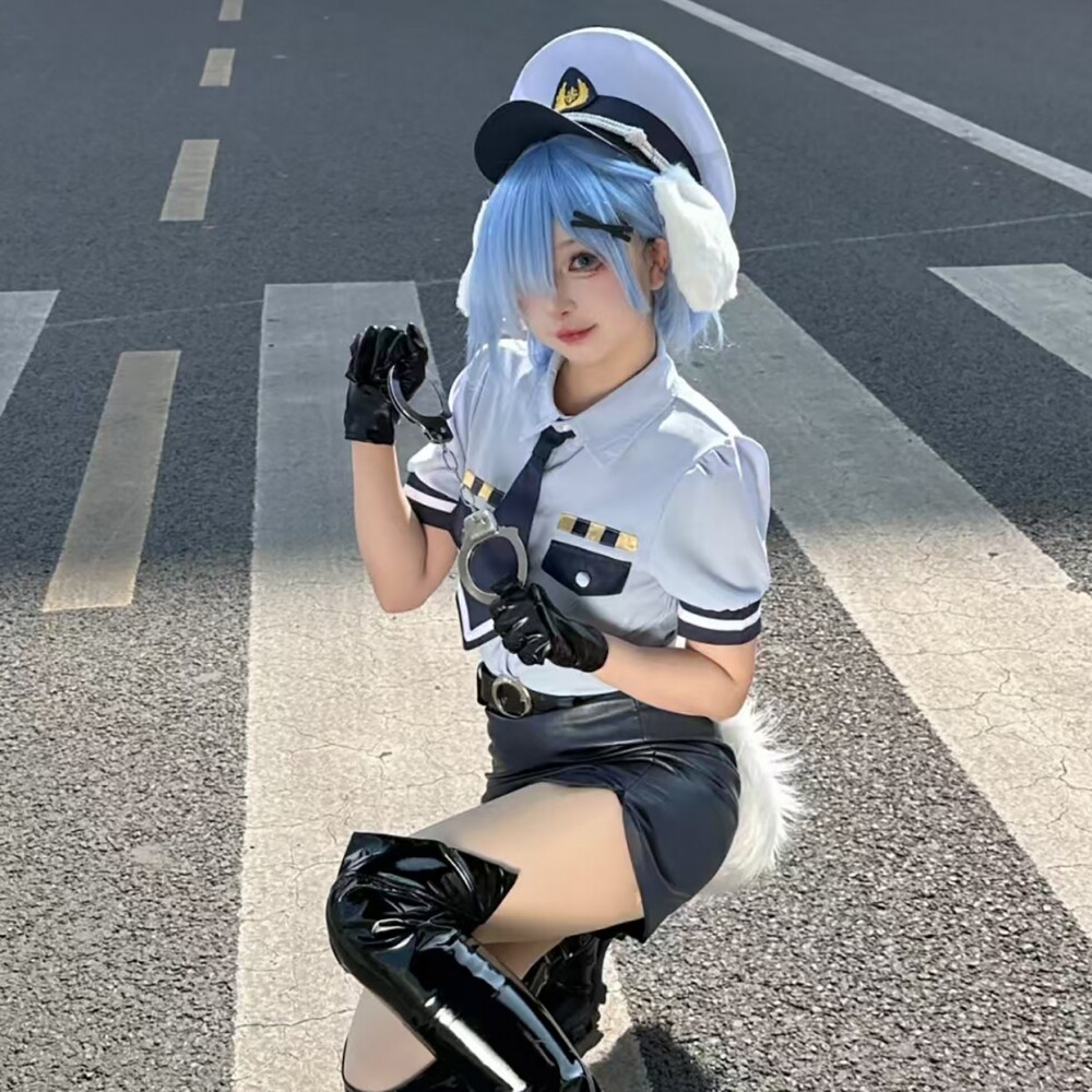 万圣节服装成人蕾姆cos服女警制服套装角色扮演衣服舞台演出服女图片
