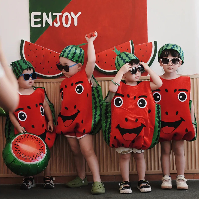 六一儿童节环保服装时装秀西瓜衣服水果服幼儿园舞台演出服新款