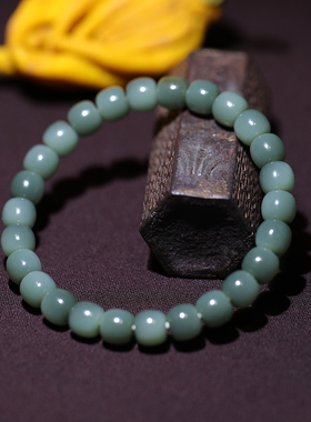 【姑苏润石堂】在售22克天然新疆和田玉籽料沙枣青老型珠手串