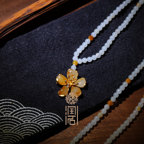 【姑苏润石堂】定制链接新疆和田玉籽料苏工原石金镶玉饰品 - 封面