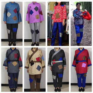 民国男百姓抗战农村贫民乡亲穷人衣服女难民补丁搞笑直播演出服装