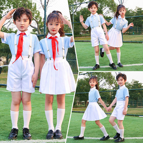 诗歌朗诵合唱服背带裤中小学生