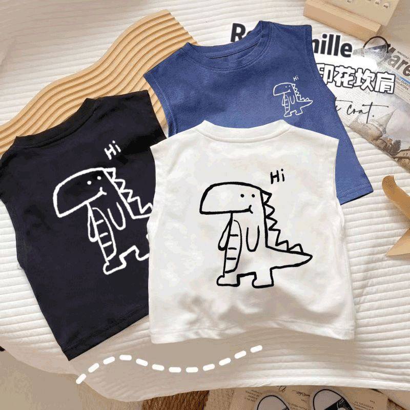 儿童恐龙无袖打底衫宝宝背心上衣纯棉2025夏男童女童卡通微袖T恤,童装/婴儿装/亲子装,背心吊带,淘宝优惠券,粉丝福利购,淘宝优惠卷