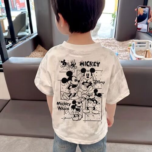 儿童Mickey Mouse半袖宝宝纯棉T恤2025夏季新款男童女童卡通短袖