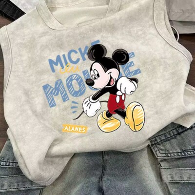 宝宝MickeyMouse无袖微袖儿童米奇上衣2025夏男童女童卡通背心T恤