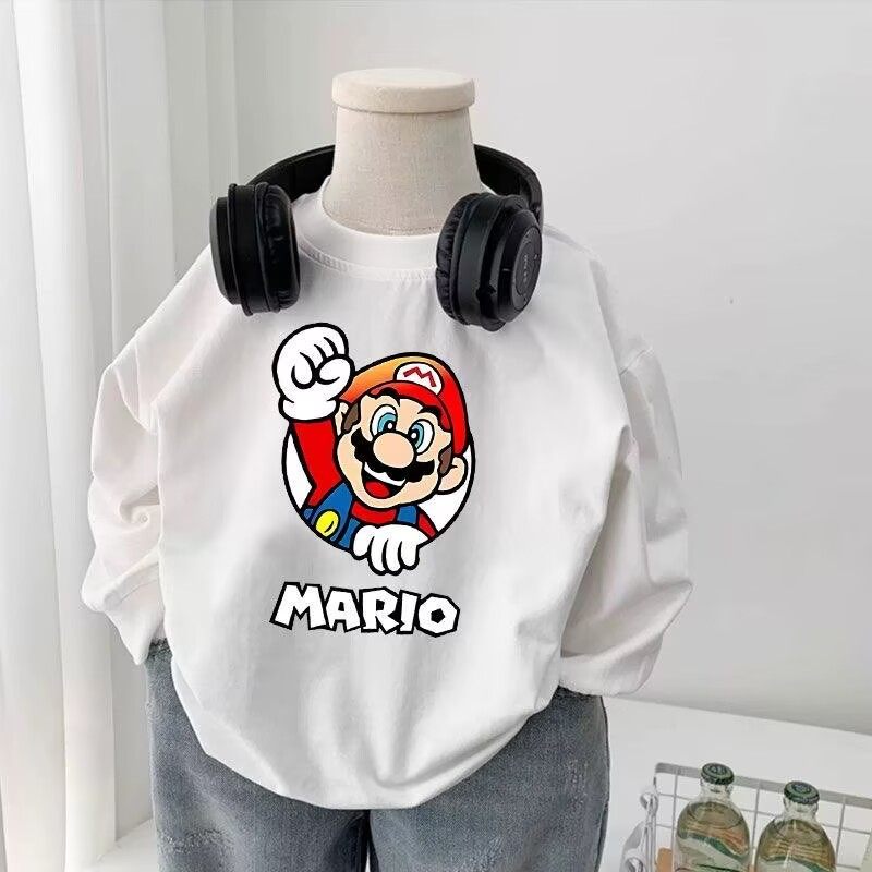 儿童纯棉长袖宝宝马里奥卫衣2026男童女童春秋卡通动漫打底衫T恤,童装/婴儿装/亲子装,卫衣/绒衫,淘宝优惠券,粉丝福利购,淘宝优惠卷