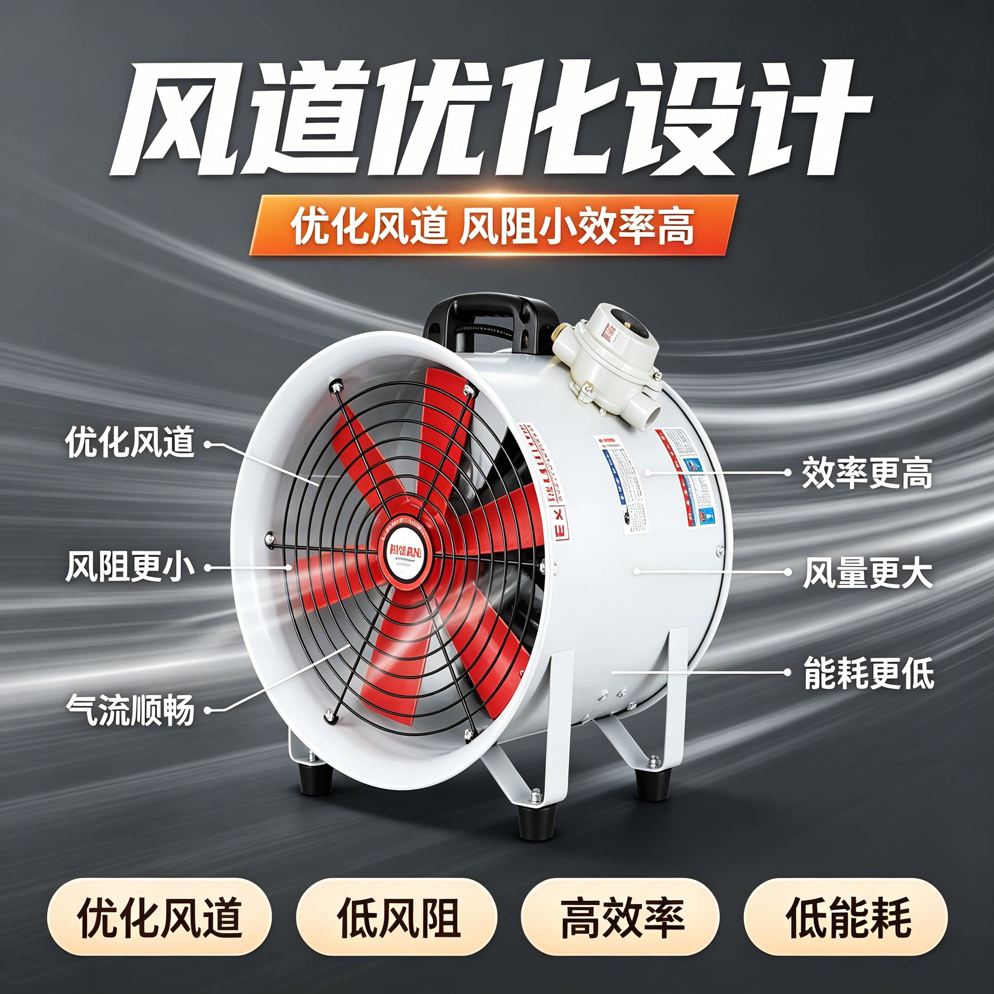 防爆手提式轴流风机220V大功率纯铜电机移动式工业化工专业排风扇