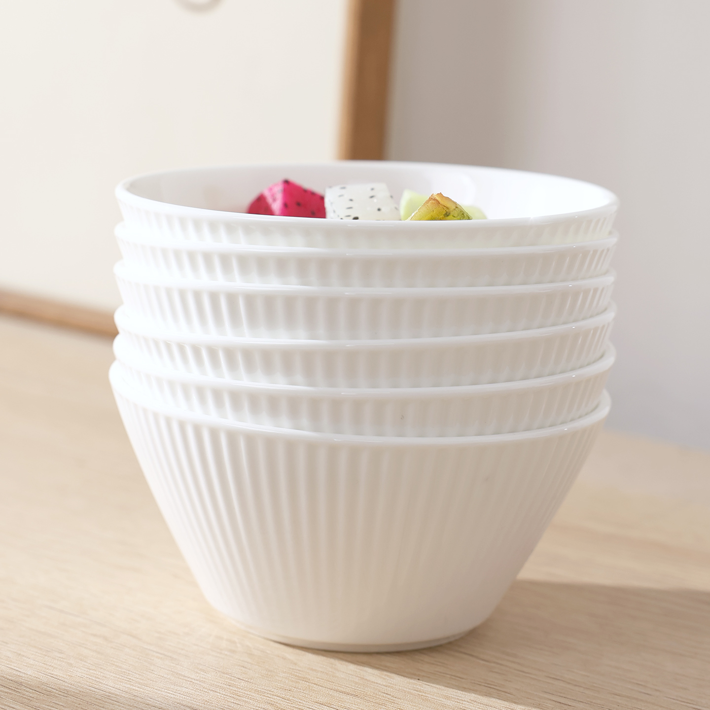 高级感竖纹北欧复古风家用米饭碗