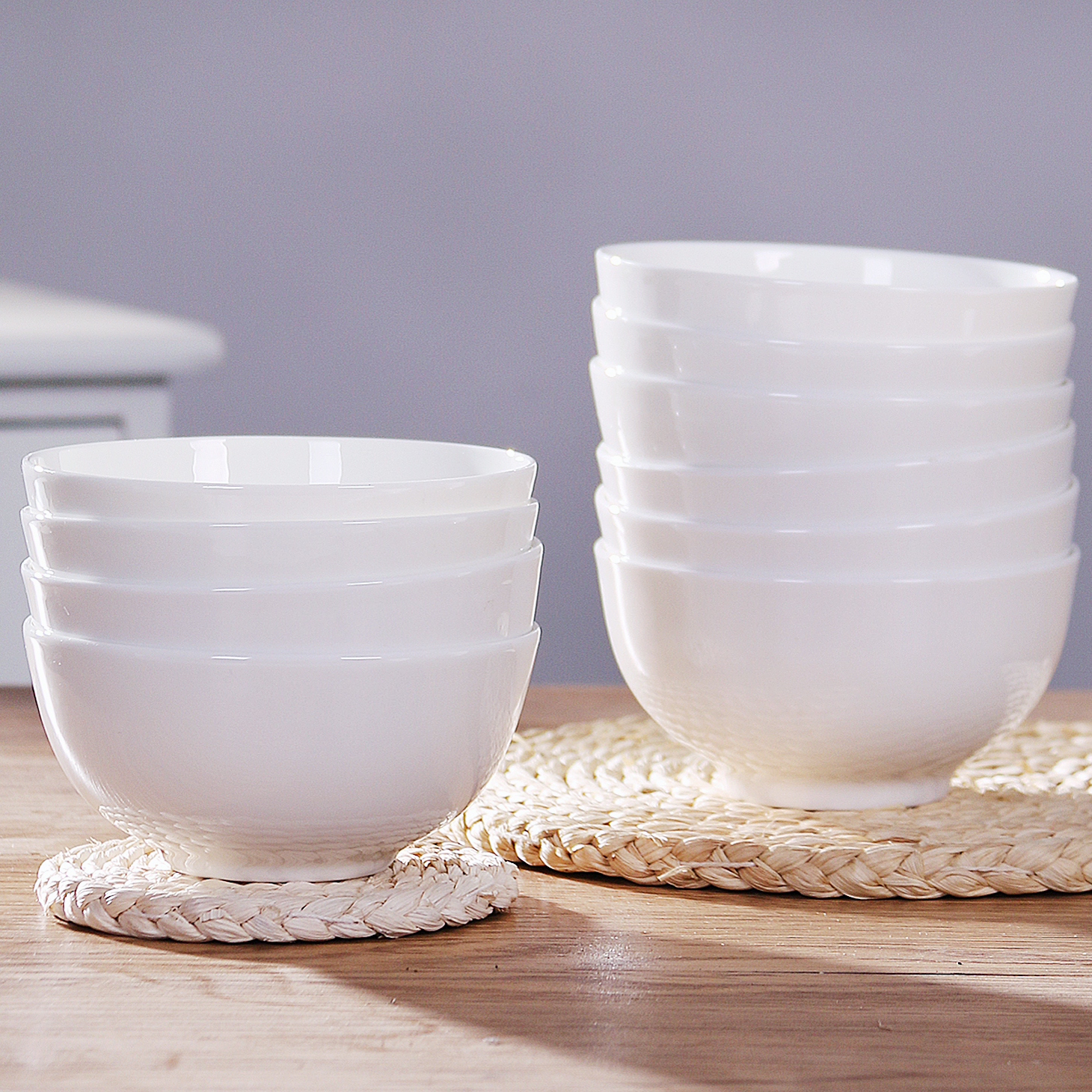 纯白色家用简约陶瓷骨瓷米饭碗