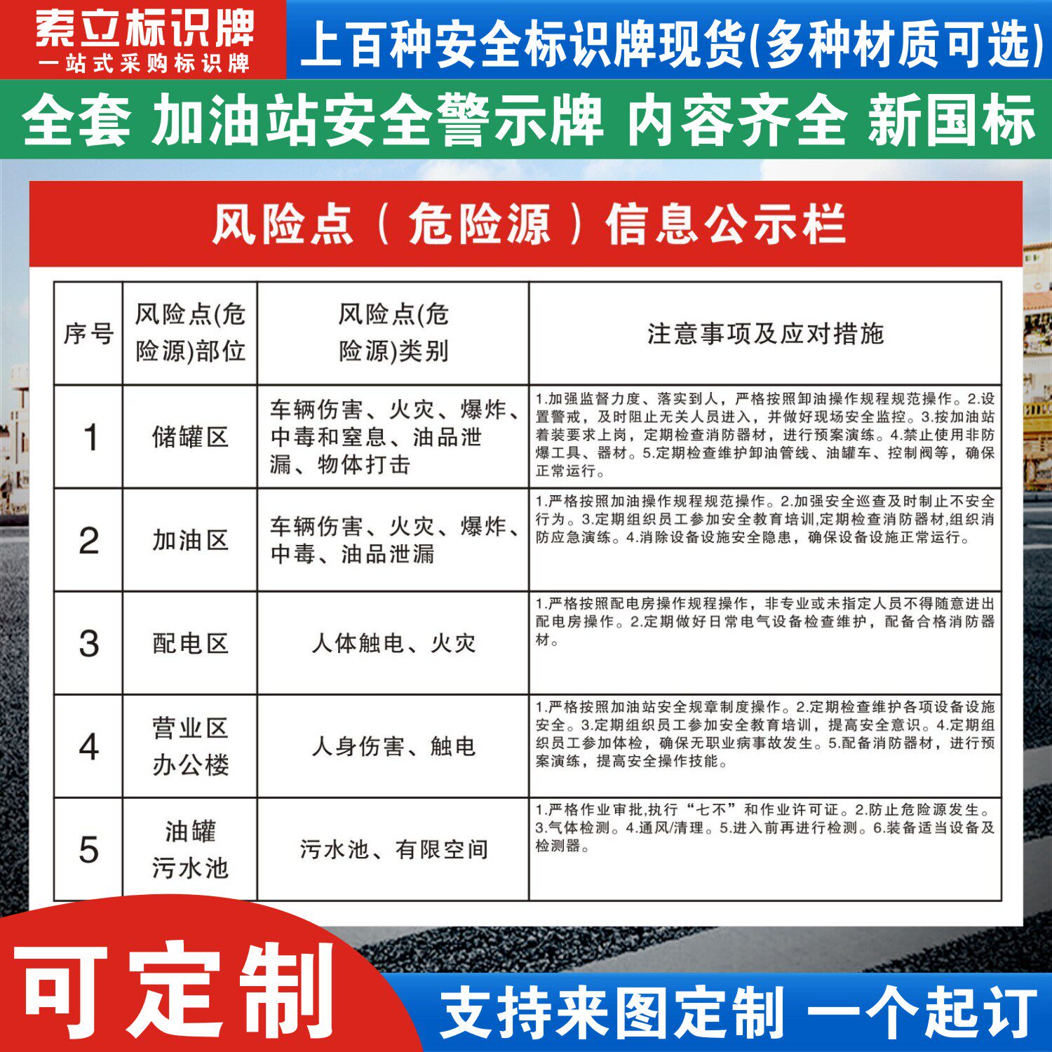 加油站安全标识牌定制