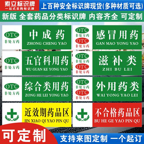药店温馨分类标识牌定制