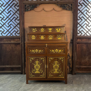 定制藏式家用胡桃实木雕刻描金佛龛佛柜供神桌神龛神位贡台佛桌