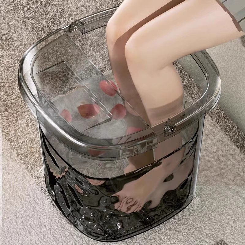 养生泡脚桶家用加高加深按摩洗脚桶加厚透明高颜值过膝大号足浴盆