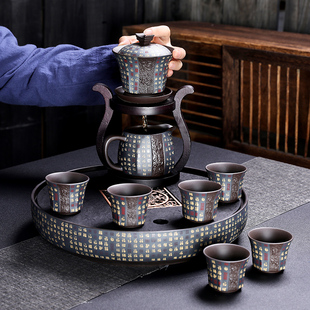 家用会客厅泡茶壶过滤原矿紫泥高档功夫茶具 德化紫砂懒人茶具套装