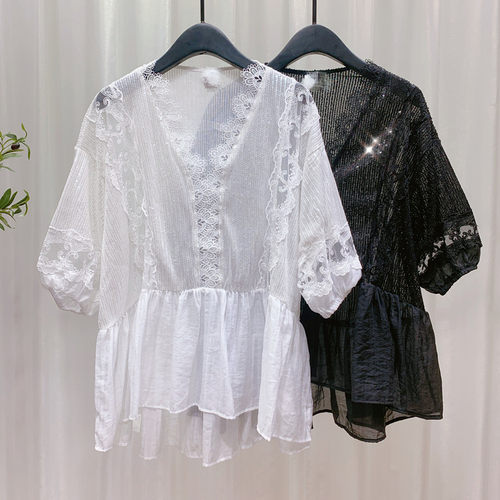 亮片重工宽松娃娃衫小衫