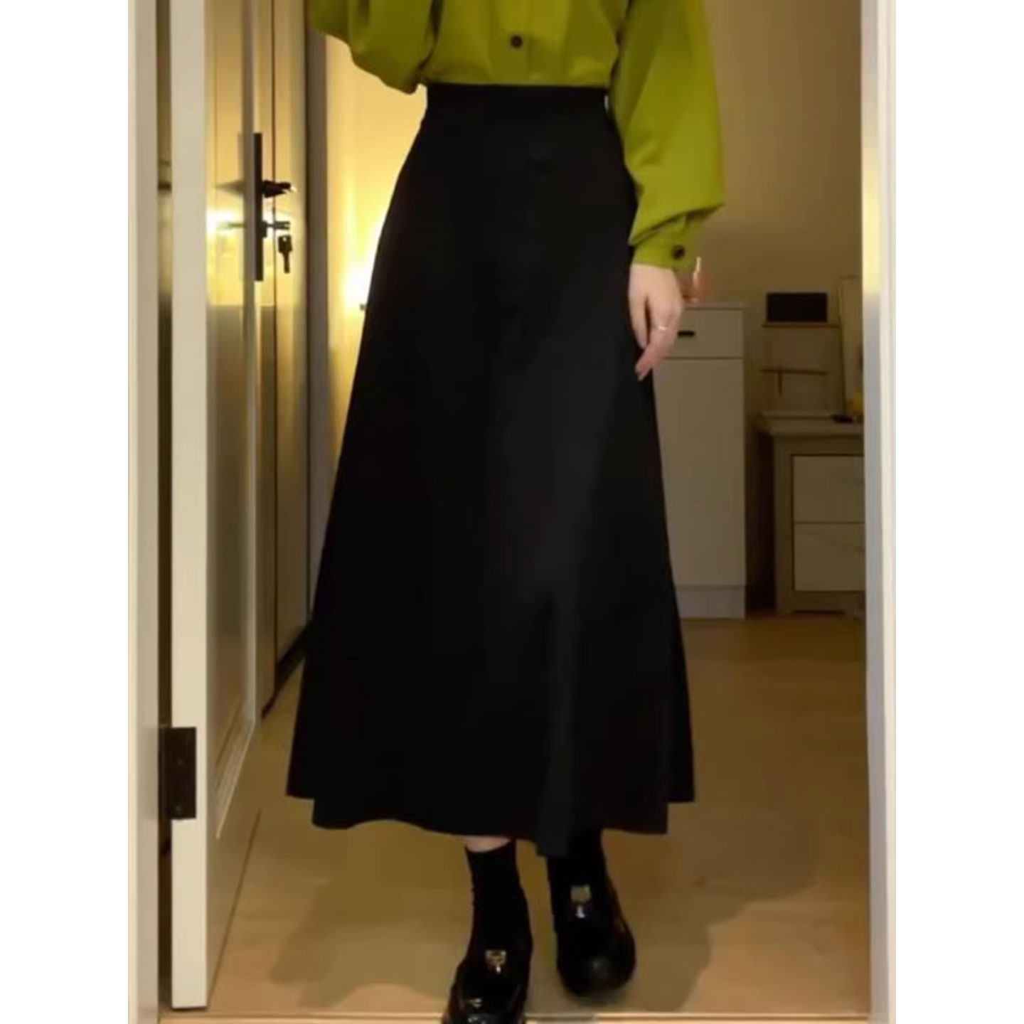 黑色毛呢半身裙女秋冬大码胖MM高腰a字中长裙伞裙显瘦百搭裙子ins,女装/女士精品,半身裙,淘宝优惠券,粉丝福利购,淘宝优惠卷