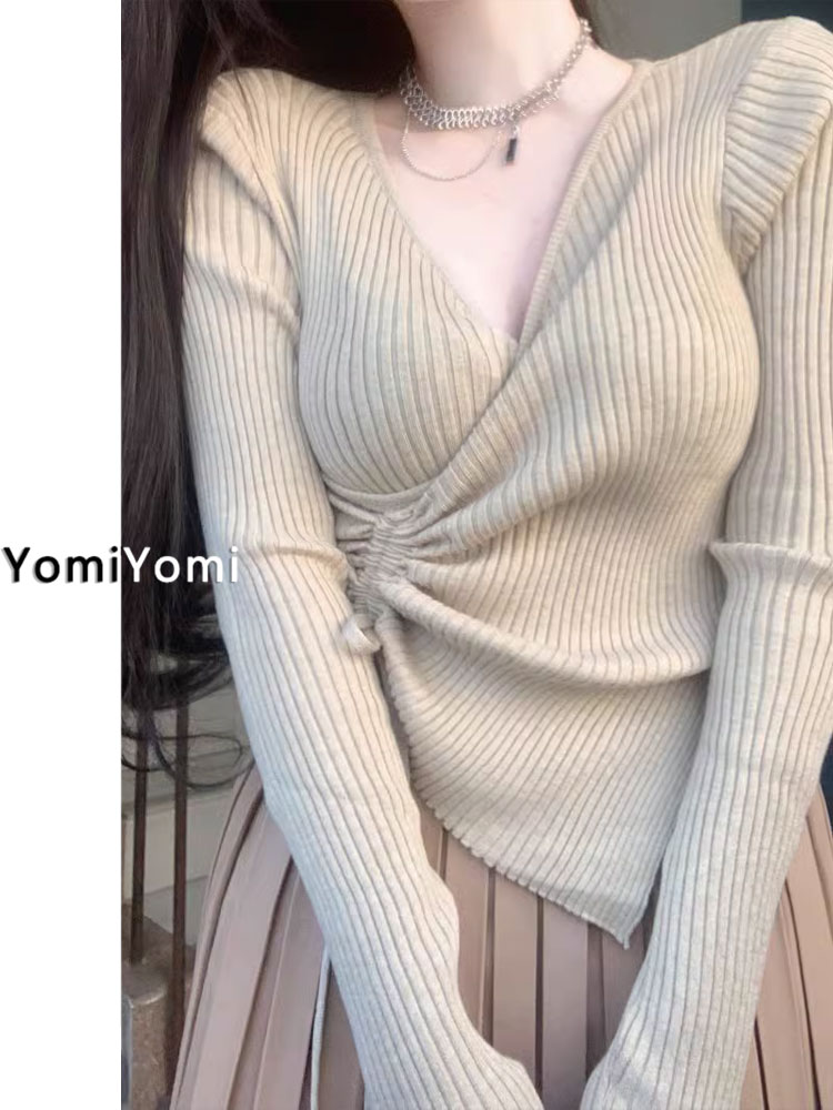 纯欲不规则针织打底衫女大码毛衣