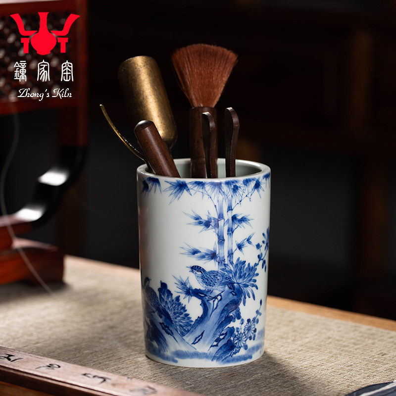 茶道配件钟家窑竹报平安茶筒图片