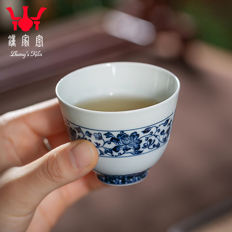 钟家窑陶瓷中式柴窑青花主人杯
