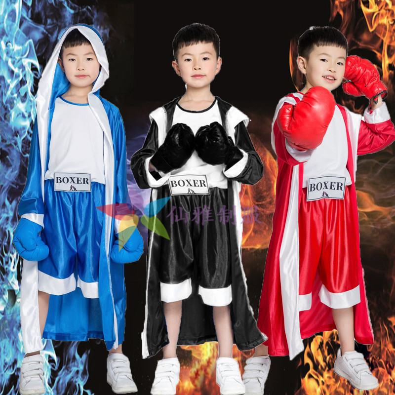 儿童拳击手套装 摔跤 散打 搏击手 万圣节服装 六一节舞台演出服图片