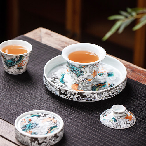 景德镇功夫茶具套装中式家用办公陶瓷茶壶盖碗茶杯茶盘礼高档盒装
