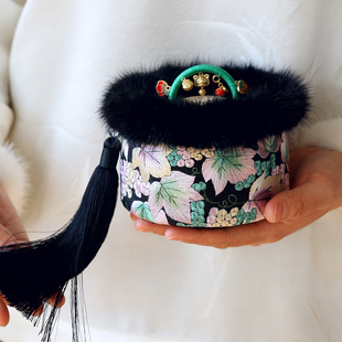 雅集古风手工刺绣保暖汤婆子纯铜加厚铜壶女生暖手复古暖手炉礼物