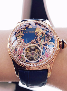 瑞夫泰格/RT新款国潮时尚鹦鹉手表女机械表皮表带女士手表RGA7015