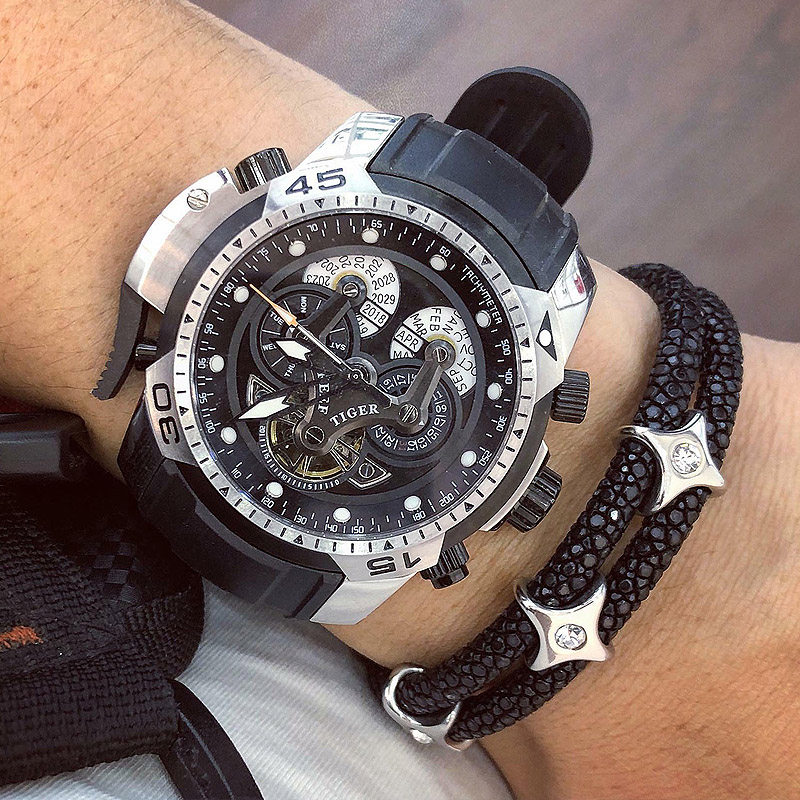 瑞夫泰格/RT镂空潮流多功能自动机械表时尚强夜光个性男表RGA3503