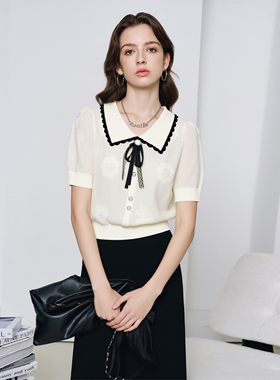 【航妈专享】姚领新款880H32221套头针织毛针织衫韩版短袖