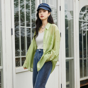 姚领YAOLY2025夏绿色衬衫 833M21144