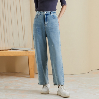 【航妈专享】姚领春秋季水洗浅蓝牛仔裤815H32341