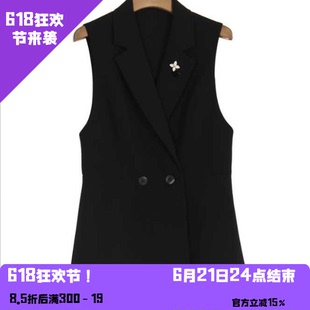 YAOLY姚领通勤西装排扣马甲中长款黑色无847K10112
