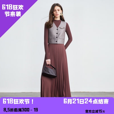 YAOLY姚领连衣裙城市通勤百褶裙女士A字836K40292