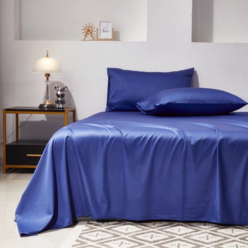 藏青色60支长绒棉床单单件纯棉深蓝藏蓝老蓝色被单全棉单人双人款