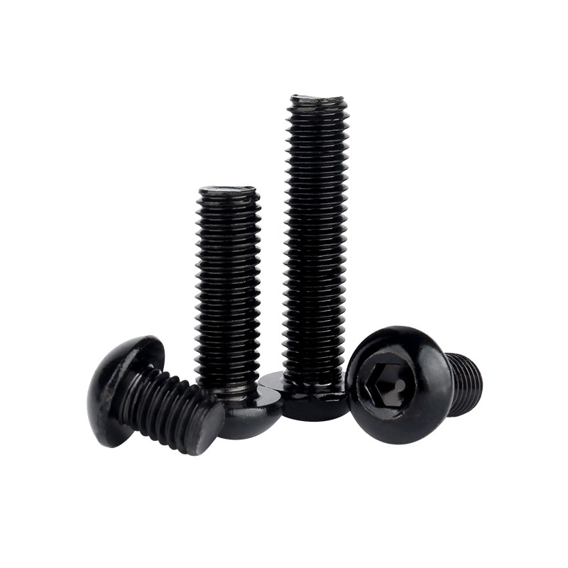 黑色304不锈钢圆头内六角螺丝镀黑锌半圆头盘头螺栓 M2M3M4M5M6M8